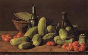 Luis Menendez Still Life with Cucumbers and Tomatoes oil painting